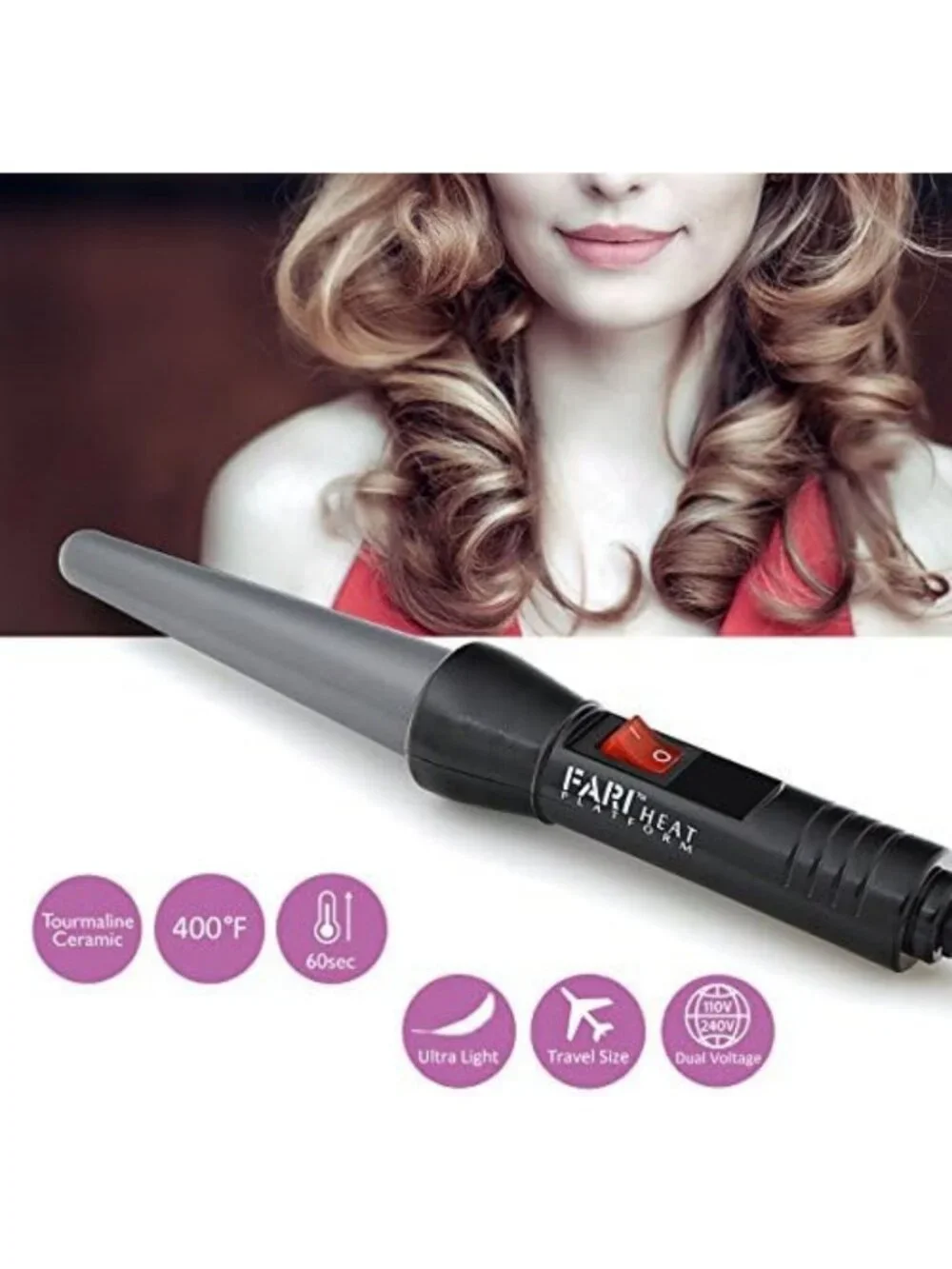 2-in-1 Travel Hair Curling Iron & Mini Flat Iron Set, Ceramic Wands, Heat Glove